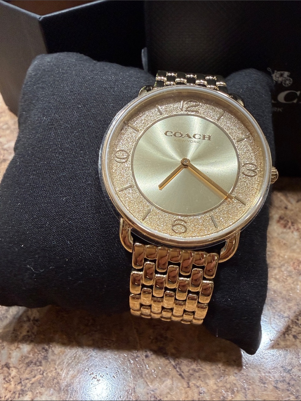 COACH Women's Gold-Tone Glitter Accent Bracelet Watch